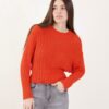 MAGLIA BORDI EFFETTO STRAPPATO - Arancio, TU