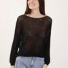 MAGLIA TRAFORATA CON MICRO PAILLETTES - Nero, TU