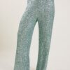 PANTALONI A PALAZZO CON PAILLETTES - Verde acqua, M