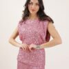 TOP MANICHE AD ALETTA CON PAILLETTES - Rosa, M