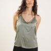 TOP IN SATIN BRETELLE REGOLABILI - Verde militare, TU