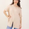 MAXIMAGLIA CON SPACCO FRONTALE - Beige, TU