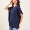 MAGLIA OVERSIZE CON TRASPARENZE LATERALI - Blue, TU