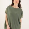 MAGLIA OVERSIZE CON TRASPARENZE LATERALI - Militare, TU